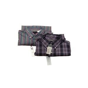 Lot of 2 Daniel Cremieux Mens Button Down Shirts NWT Stripe Plaid Large Cotton